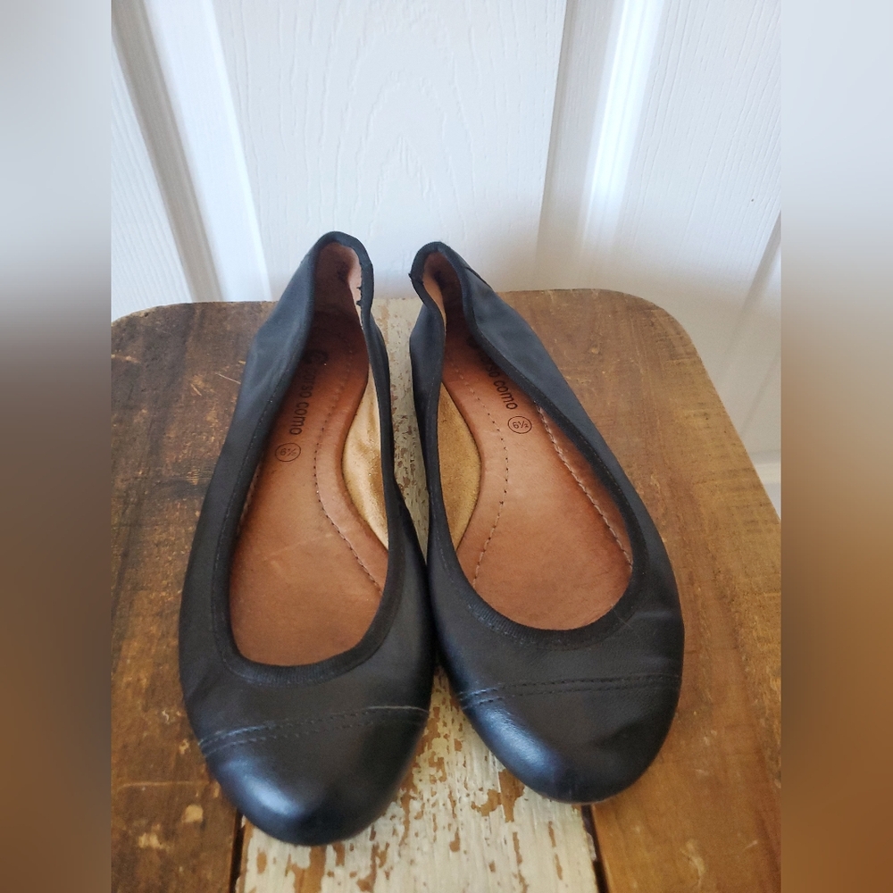Corso Como Black Leather Flats